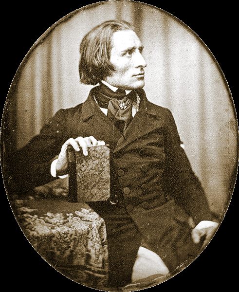 Daguerreotype photograph of Franz Liszt by Hermann Biow, 1843
