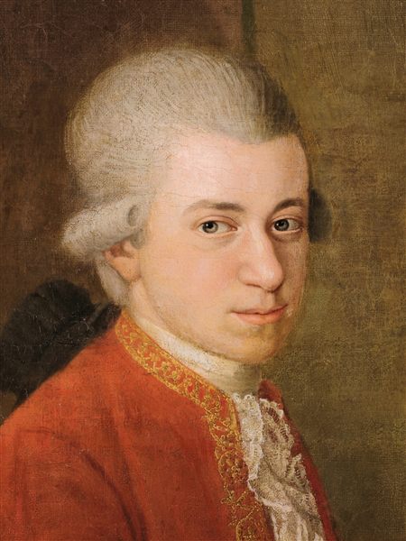 Portrait of Wolfgang Amadeus Mozart, detail from a family portrait by Johann Nepomuk della Croce, c. 1780