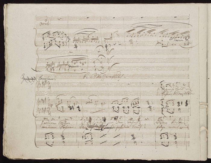 Schubert's autograph manuscript for 'Wasserflut' from his song cycle Winterreise, showing voice, piano, and German text together