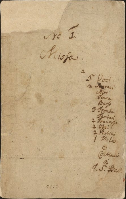The autograph title page of Bach's Mass in B minor, listing the voices and instruments and signed 'di J.S. Bach'