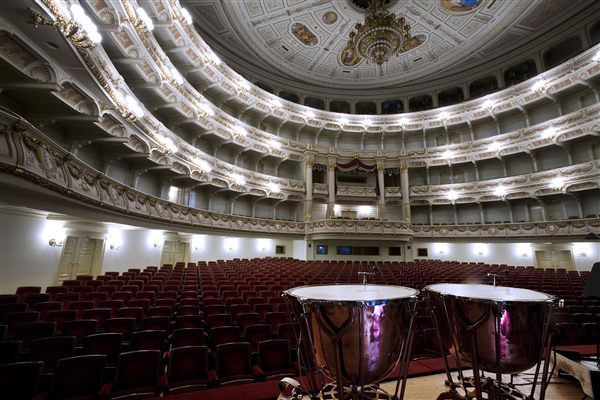 Timpani on stage at the Semper Opera House, Dresden
